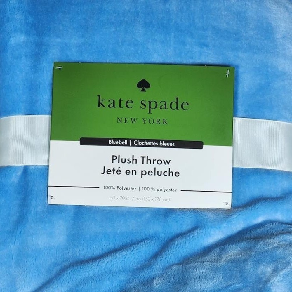 Kate Spade New York Bluebell Plush Throw Blanket 60x70 Light Blue Soft Fleece